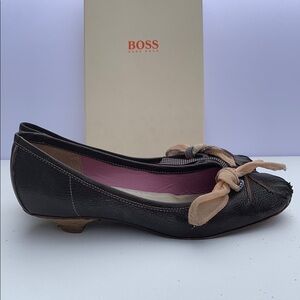 BOSS Women's Dark Brown Leather Shoes - Kitten Heel